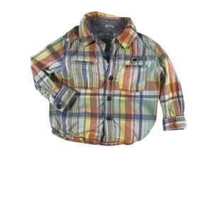 Vintage OshKosh B’Gosh Plaid Button Up Collared Shirt Size 18 months Multicolor